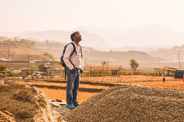 Man looking into distance