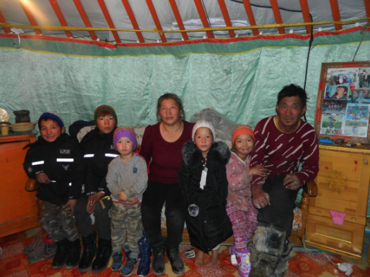 The family in their yurt